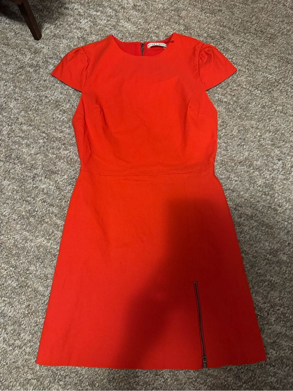 Alice + Olivia Bright Red Cap-Sleeve A-Line Dress with Zip Accent size 4